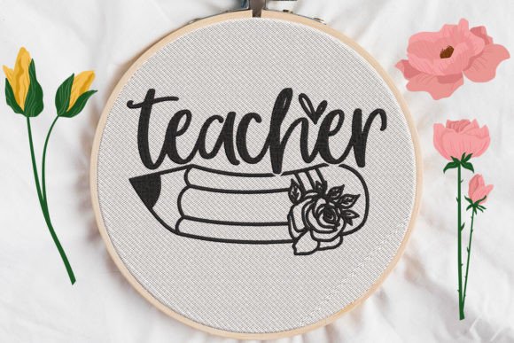 Teacher Sign Embroidery Design